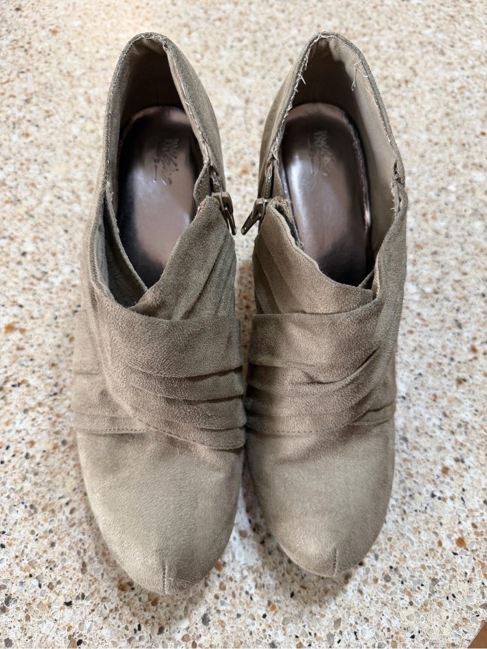 Mossimo Supply Co. Taupe Suede Draped Ankle Booties